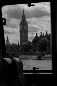 Image of the Queen Elizabeth Tower from the Thames River Bus